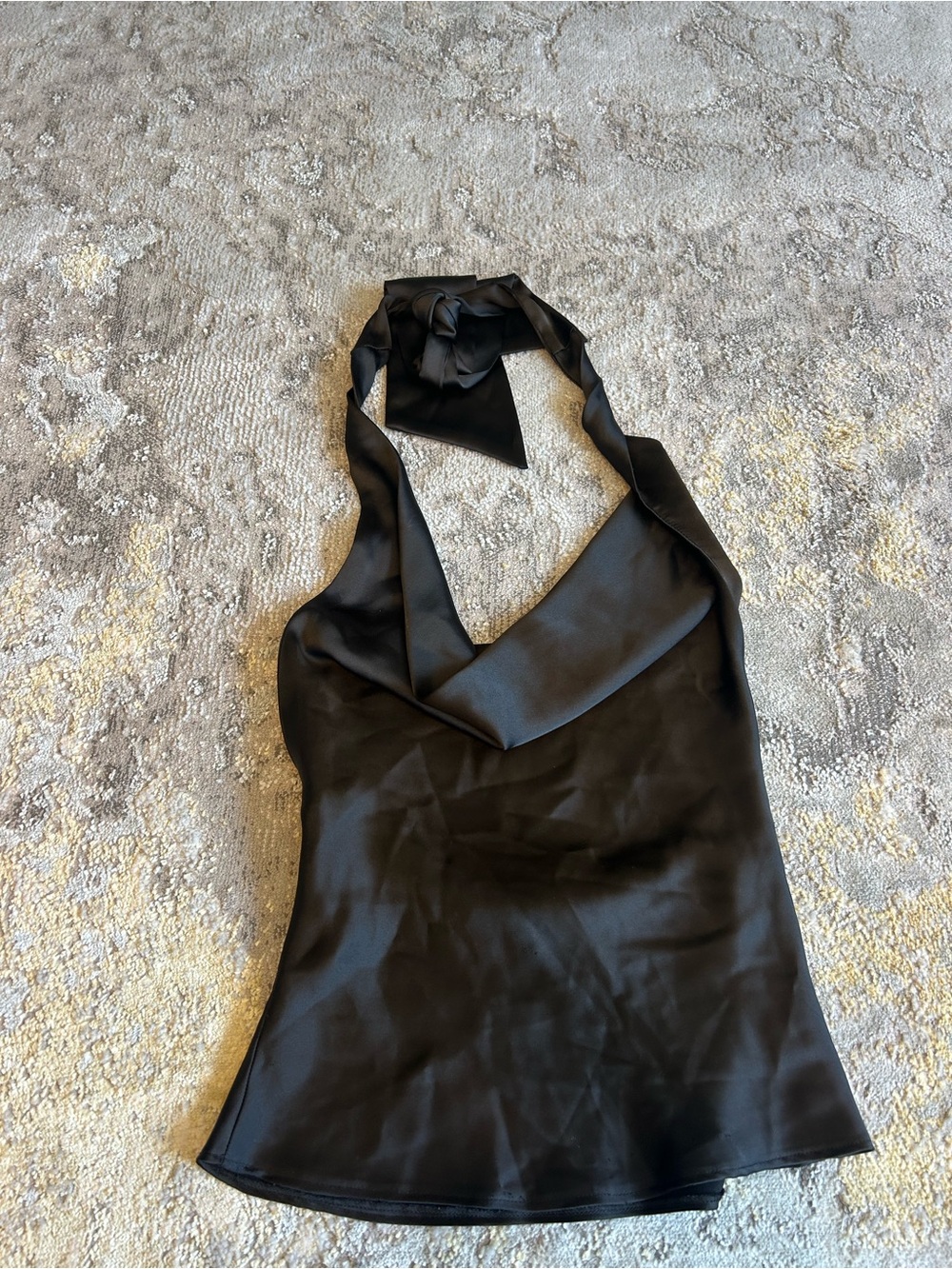 Zara Black Satin Tie-Neck Halter Top